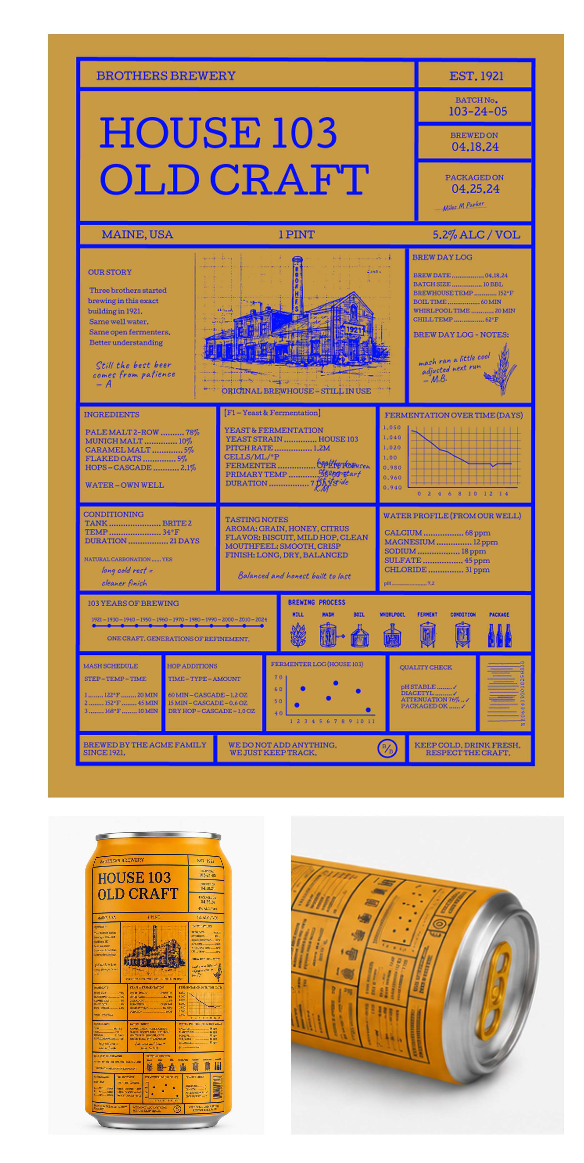 House 103 old craft beer label board with can mockups